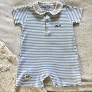 Kissy Kissy Boys Blue Striped One Piece romper golf